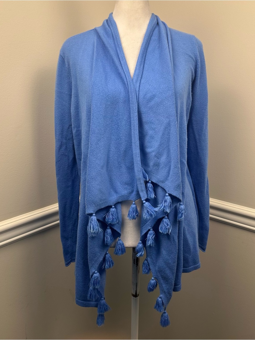 Lilly Pulitzer Blue Tassel Draped Cardigan XXS